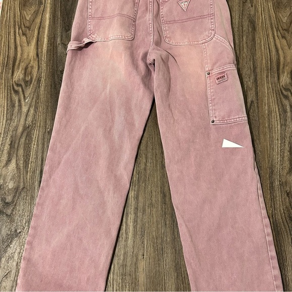GUESS Originals Mid-Rise Women’s Overdye Slouchy Carpenter Pink Wash Jeans - Picture 15 of 16